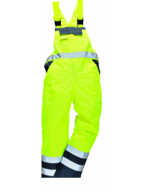 Portwest Lined Contrast Bib & Brace S489 - Yellow/Navy